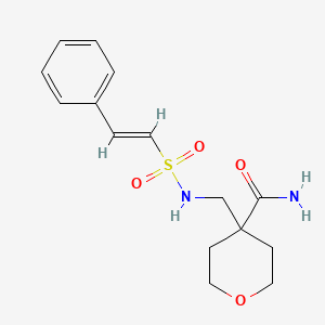 B2899820 4-[[[(E)-2-phenylethenyl]sulfonylamino]methyl]oxane-4-carboxamide CAS No. 1356782-50-7