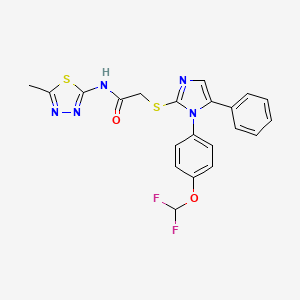 molecular formula C21H17F2N5O2S2 B2899826 2-((1-(4-(difluoromethoxy)phenyl)-5-phenyl-1H-imidazol-2-yl)thio)-N-(5-methyl-1,3,4-thiadiazol-2-yl)acetamide CAS No. 1226439-36-6