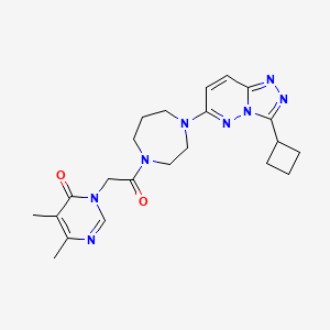 molecular formula C22H28N8O2 B2899839 3-[2-(4-{3-Cyclobutyl-[1,2,4]triazolo[4,3-b]pyridazin-6-yl}-1,4-diazepan-1-yl)-2-oxoethyl]-5,6-dimethyl-3,4-dihydropyrimidin-4-one CAS No. 2379995-85-2