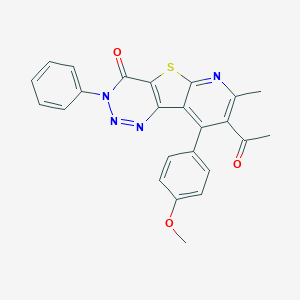 molecular formula C24H18N4O3S B289984 8-acetyl-9-(4-methoxyphenyl)-7-methyl-3-phenylpyrido[3',2':4,5]thieno[3,2-d][1,2,3]triazin-4(3H)-one 