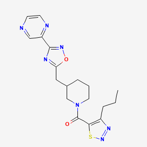 molecular formula C18H21N7O2S B2899841 (4-Propyl-1,2,3-thiadiazol-5-yl)(3-((3-(pyrazin-2-yl)-1,2,4-oxadiazol-5-yl)methyl)piperidin-1-yl)methanone CAS No. 1705560-44-6