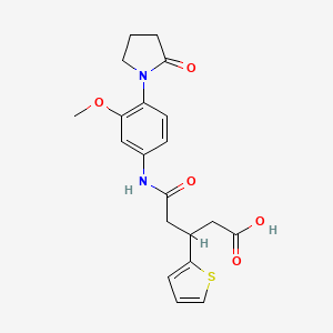 molecular formula C20H22N2O5S B2899856 5-((3-Methoxy-4-(2-oxopyrrolidin-1-yl)phenyl)amino)-5-oxo-3-(thiophen-2-yl)pentanoic acid CAS No. 1448043-60-4