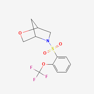 molecular formula C12H12F3NO4S B2899857 5-((2-(Trifluoromethoxy)phenyl)sulfonyl)-2-oxa-5-azabicyclo[2.2.1]heptane CAS No. 2034305-91-2