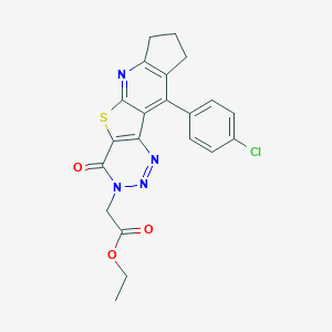 ethyl [10-(4-chlorophenyl)-4-oxo-4,7,8,9-tetrahydro-3H-cyclopenta[5',6']pyrido[3',2':4,5]thieno[3,2-d][1,2,3]triazin-3-yl]acetate