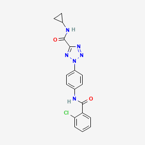 molecular formula C18H15ClN6O2 B2899869 2-(4-(2-chlorobenzamido)phenyl)-N-cyclopropyl-2H-tetrazole-5-carboxamide CAS No. 1421584-30-6