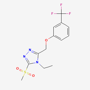 molecular formula C13H14F3N3O3S B2899872 4-ethyl-5-{[3-(trifluoromethyl)phenoxy]methyl}-4H-1,2,4-triazol-3-yl methyl sulfone CAS No. 383145-62-8