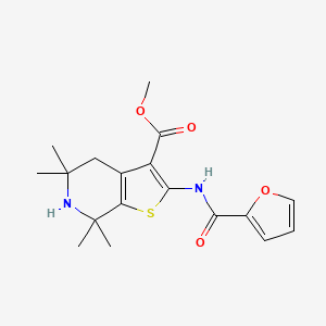 molecular formula C18H22N2O4S B2899873 Methyl 2-(furan-2-carboxamido)-5,5,7,7-tetramethyl-4,5,6,7-tetrahydrothieno[2,3-c]pyridine-3-carboxylate CAS No. 864860-23-1