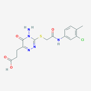 3-(4-Amino-3-((2-((3-chloro-4-methylphenyl)amino)-2-oxoethyl)thio)-5-oxo-4,5-dihydro-1,2,4-triazin-6-yl)propanoic acid
