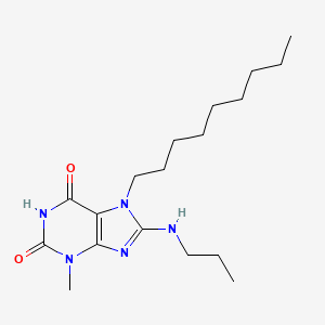 molecular formula C18H31N5O2 B2899912 3-Methyl-7-nonyl-8-(propylamino)purine-2,6-dione CAS No. 329709-71-9