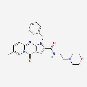 molecular formula C25H27N5O3 B2899936 1-benzyl-7-methyl-N-(2-morpholinoethyl)-4-oxo-1,4-dihydropyrido[1,2-a]pyrrolo[2,3-d]pyrimidine-2-carboxamide CAS No. 900881-77-8