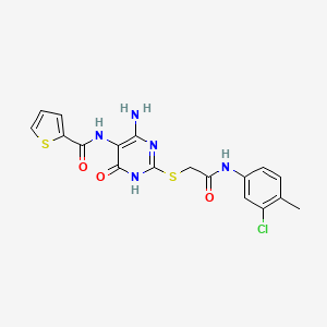 N-(4-amino-2-((2-((3-chloro-4-methylphenyl)amino)-2-oxoethyl)thio)-6-oxo-1,6-dihydropyrimidin-5-yl)thiophene-2-carboxamide