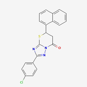 molecular formula C21H14ClN3OS B2899948 2-(4-chlorophenyl)-5-(naphthalen-1-yl)-5H-[1,2,4]triazolo[5,1-b][1,3]thiazin-7(6H)-one CAS No. 620571-62-2