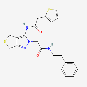 N-(2-(2-oxo-2-(phenethylamino)ethyl)-4,6-dihydro-2H-thieno[3,4-c]pyrazol-3-yl)-2-(thiophen-2-yl)acetamide