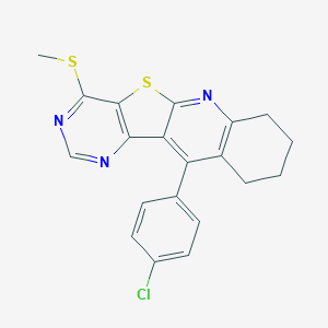 molecular formula C20H16ClN3S2 B289996 11-(4-Chlorophenyl)-7,8,9,10-tetrahydropyrimido[4',5':4,5]thieno[2,3-b]quinolin-4-yl methyl sulfide 