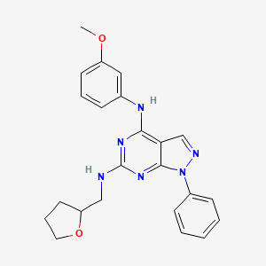 molecular formula C23H24N6O2 B2899965 N~4~-(3-methoxyphenyl)-1-phenyl-N~6~-(tetrahydrofuran-2-ylmethyl)-1H-pyrazolo[3,4-d]pyrimidine-4,6-diamine CAS No. 1005297-11-9
