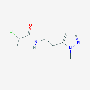 molecular formula C9H14ClN3O B2899966 2-Chloro-N-[2-(2-methylpyrazol-3-yl)ethyl]propanamide CAS No. 1697336-98-3