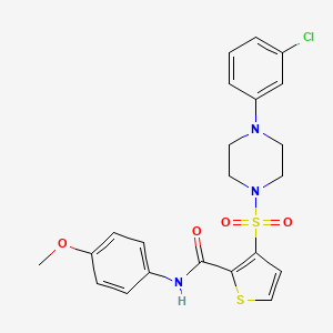 molecular formula C22H22ClN3O4S2 B2899967 3-{[4-(3-chlorophenyl)piperazin-1-yl]sulfonyl}-N-(4-methoxyphenyl)thiophene-2-carboxamide CAS No. 1207004-85-0