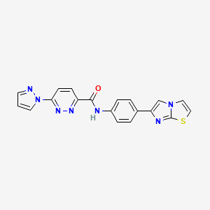 N-(4-(imidazo[2,1-b]thiazol-6-yl)phenyl)-6-(1H-pyrazol-1-yl)pyridazine-3-carboxamide