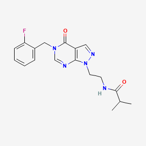 molecular formula C18H20FN5O2 B2899984 N-(2-(5-(2-fluorobenzyl)-4-oxo-4,5-dihydro-1H-pyrazolo[3,4-d]pyrimidin-1-yl)ethyl)isobutyramide CAS No. 922136-74-1