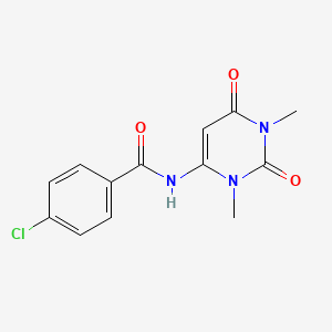 molecular formula C13H12ClN3O3 B2899991 4-chloro-N-(1,3-dimethyl-2,6-dioxo-1,2,3,6-tetrahydropyrimidin-4-yl)benzamide CAS No. 633296-54-5