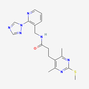 3-[4,6-dimethyl-2-(methylsulfanyl)pyrimidin-5-yl]-N-{[2-(1H-1,2,4-triazol-1-yl)pyridin-3-yl]methyl}propanamide