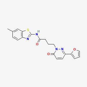 molecular formula C20H18N4O3S B2900009 4-(3-(furan-2-yl)-6-oxopyridazin-1(6H)-yl)-N-(6-methylbenzo[d]thiazol-2-yl)butanamide CAS No. 1021071-79-3