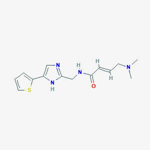 (E)-4-(Dimethylamino)-N-[(5-thiophen-2-yl-1H-imidazol-2-yl)methyl]but-2-enamide