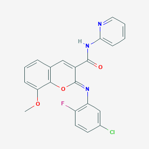 (2Z)-2-[(5-chloro-2-fluorophenyl)imino]-8-methoxy-N-(pyridin-2-yl)-2H-chromene-3-carboxamide
