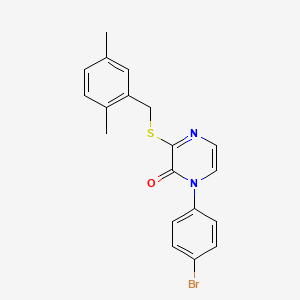 molecular formula C19H17BrN2OS B2900026 1-(4-bromophenyl)-3-((2,5-dimethylbenzyl)thio)pyrazin-2(1H)-one CAS No. 1115409-18-1