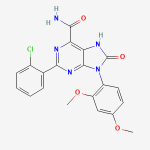 molecular formula C20H16ClN5O4 B2900028 2-(2-chlorophenyl)-9-(2,4-dimethoxyphenyl)-8-oxo-8,9-dihydro-7H-purine-6-carboxamide CAS No. 898422-47-4
