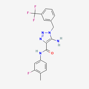 molecular formula C18H15F4N5O B2900031 5-amino-N-(3-fluoro-4-methylphenyl)-1-[3-(trifluoromethyl)benzyl]-1H-1,2,3-triazole-4-carboxamide CAS No. 902557-26-0