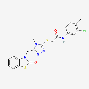 molecular formula C20H18ClN5O2S2 B2900035 N-(3-chloro-4-methylphenyl)-2-[[4-methyl-5-[(2-oxo-1,3-benzothiazol-3-yl)methyl]-1,2,4-triazol-3-yl]sulfanyl]acetamide CAS No. 847400-36-6