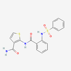 molecular formula C18H15N3O4S2 B2900037 2-[[2-(Benzenesulfonamido)benzoyl]amino]thiophene-3-carboxamide CAS No. 898440-48-7