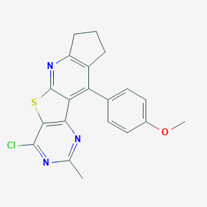 molecular formula C20H16ClN3OS B290004 4-(4-chloro-2-methyl-8,9-dihydro-7H-cyclopenta[5',6']pyrido[3',2':4,5]thieno[3,2-d]pyrimidin-10-yl)phenyl methyl ether 