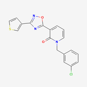molecular formula C18H12ClN3O2S B2900042 1-(3-chlorobenzyl)-3-(3-(thiophen-3-yl)-1,2,4-oxadiazol-5-yl)pyridin-2(1H)-one CAS No. 1396864-99-5