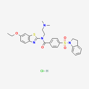 molecular formula C28H31ClN4O4S2 B2900048 N-(2-(dimethylamino)ethyl)-N-(6-ethoxybenzo[d]thiazol-2-yl)-4-(indolin-1-ylsulfonyl)benzamide hydrochloride CAS No. 1322007-72-6