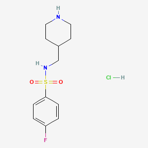 molecular formula C12H18ClFN2O2S B2900065 4-Fluoro-N-(piperidin-4-ylmethyl)benzenesulfonamide hydrochloride CAS No. 1353966-85-4