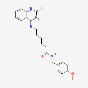molecular formula C22H26N4O2S B2900067 N-[(4-methoxyphenyl)methyl]-6-[(2-sulfanylidene-1,2-dihydroquinazolin-4-yl)amino]hexanamide CAS No. 689266-31-7