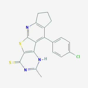 molecular formula C19H14ClN3S2 B290007 10-(4-chlorophenyl)-2-methyl-8,9-dihydro-3H-cyclopenta[5',6']pyrido[3',2':4,5]thieno[3,2-d]pyrimidine-4(7H)-thione 