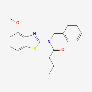 molecular formula C20H22N2O2S B2900072 N-benzyl-N-(4-methoxy-7-methylbenzo[d]thiazol-2-yl)butyramide CAS No. 900004-98-0