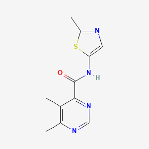 molecular formula C11H12N4OS B2900080 5,6-Dimethyl-N-(2-methyl-1,3-thiazol-5-yl)pyrimidine-4-carboxamide CAS No. 2415602-07-0