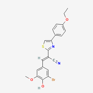 molecular formula C21H17BrN2O3S B2900095 (E)-3-(3-bromo-4-hydroxy-5-methoxyphenyl)-2-(4-(4-ethoxyphenyl)thiazol-2-yl)acrylonitrile CAS No. 683254-65-1