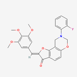 molecular formula C26H22FNO6 B2900097 (Z)-8-(2-fluorophenyl)-2-(3,4,5-trimethoxybenzylidene)-8,9-dihydro-2H-benzofuro[7,6-e][1,3]oxazin-3(7H)-one CAS No. 951927-73-4