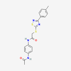 molecular formula C19H18N4O2S2 B2900101 N-(4-acetamidophenyl)-2-((3-(p-tolyl)-1,2,4-thiadiazol-5-yl)thio)acetamide CAS No. 864917-42-0