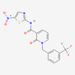 molecular formula C17H11F3N4O4S B2900109 N-(5-nitrothiazol-2-yl)-2-oxo-1-(3-(trifluoromethyl)benzyl)-1,2-dihydropyridine-3-carboxamide CAS No. 941910-11-8