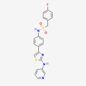 molecular formula C21H17FN4O2S2 B2900110 1-(4-fluorophenyl)-N-(4-(2-(pyridin-3-ylamino)thiazol-4-yl)phenyl)methanesulfonamide CAS No. 1797094-64-4