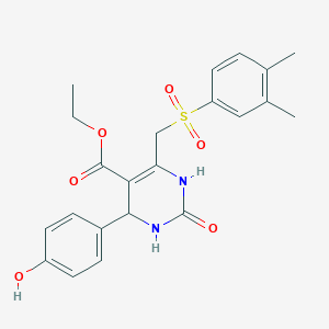 molecular formula C22H24N2O6S B2900112 Ethyl 6-[(3,4-dimethylbenzenesulfonyl)methyl]-4-(4-hydroxyphenyl)-2-oxo-1,2,3,4-tetrahydropyrimidine-5-carboxylate CAS No. 866347-55-9