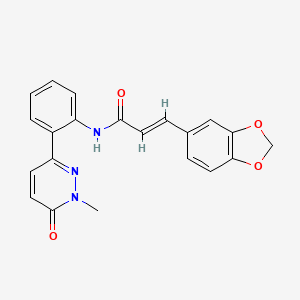 molecular formula C21H17N3O4 B2900113 (E)-3-(benzo[d][1,3]dioxol-5-yl)-N-(2-(1-methyl-6-oxo-1,6-dihydropyridazin-3-yl)phenyl)acrylamide CAS No. 1428382-10-8