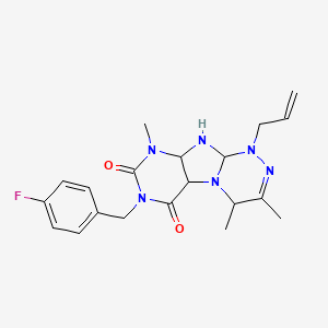 molecular formula C20H21FN6O2 B2900115 7-[(4-fluorophenyl)methyl]-3,4,9-trimethyl-1-(prop-2-en-1-yl)-1H,4H,6H,7H,8H,9H-[1,2,4]triazino[4,3-g]purine-6,8-dione CAS No. 919007-39-9