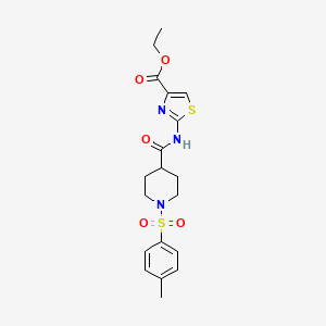 molecular formula C19H23N3O5S2 B2900120 Ethyl 2-(1-tosylpiperidine-4-carboxamido)thiazole-4-carboxylate CAS No. 941919-05-7